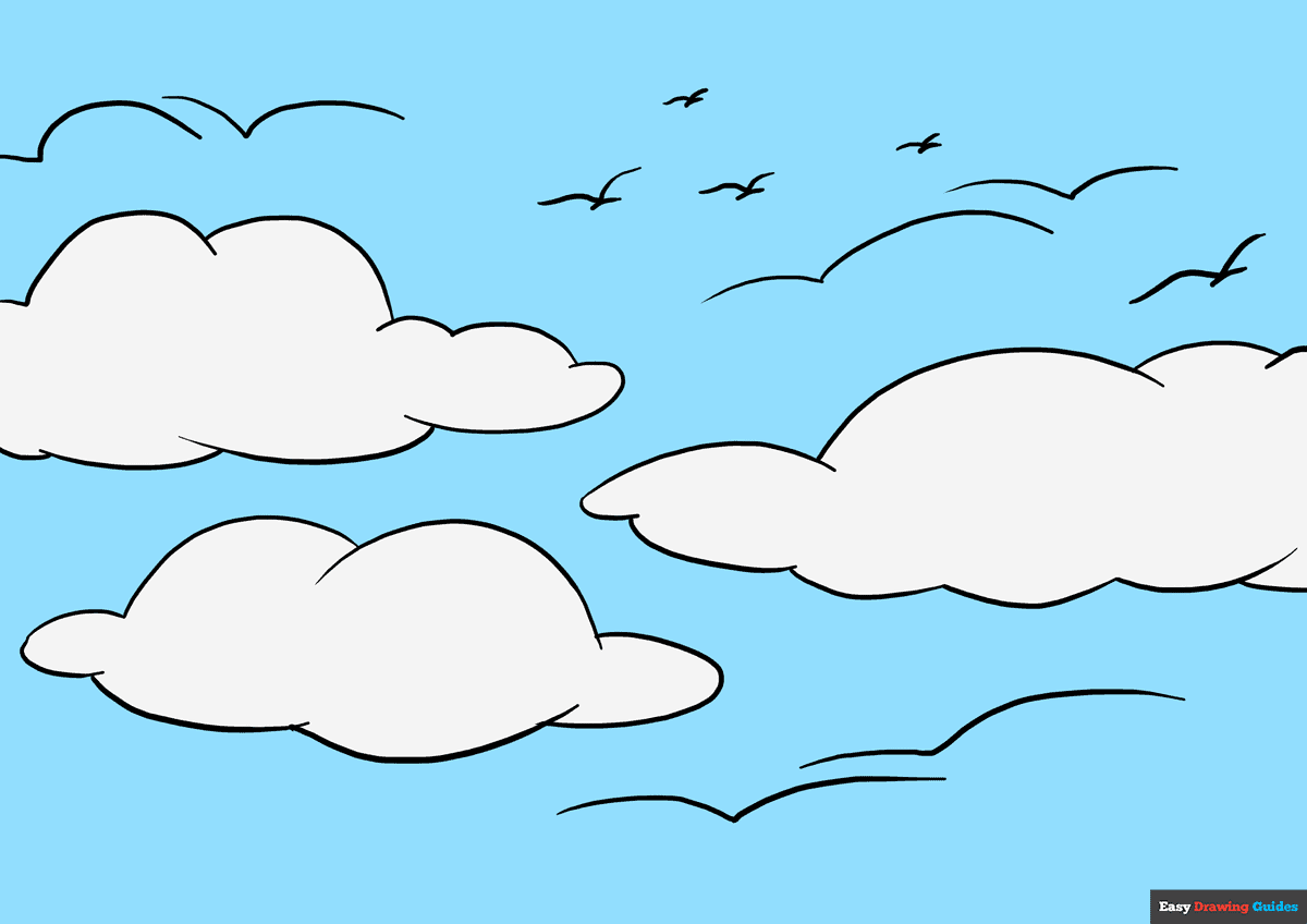 how to draw clouds step by step