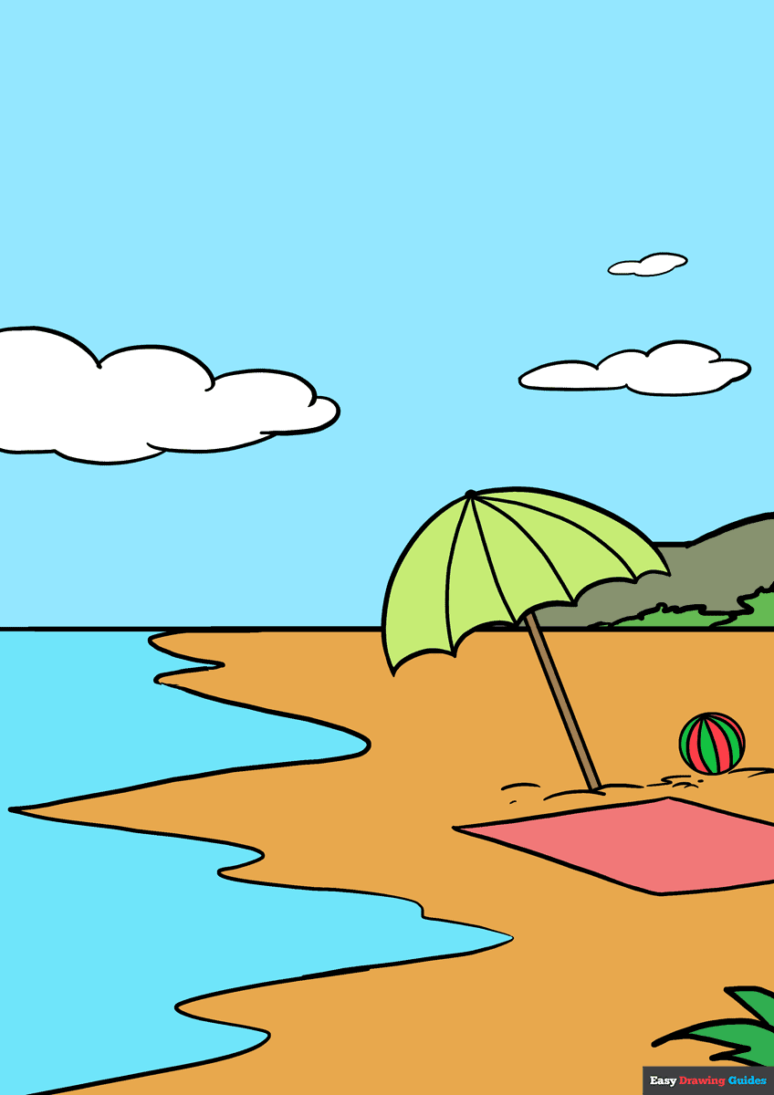 easy beach landscape drawing