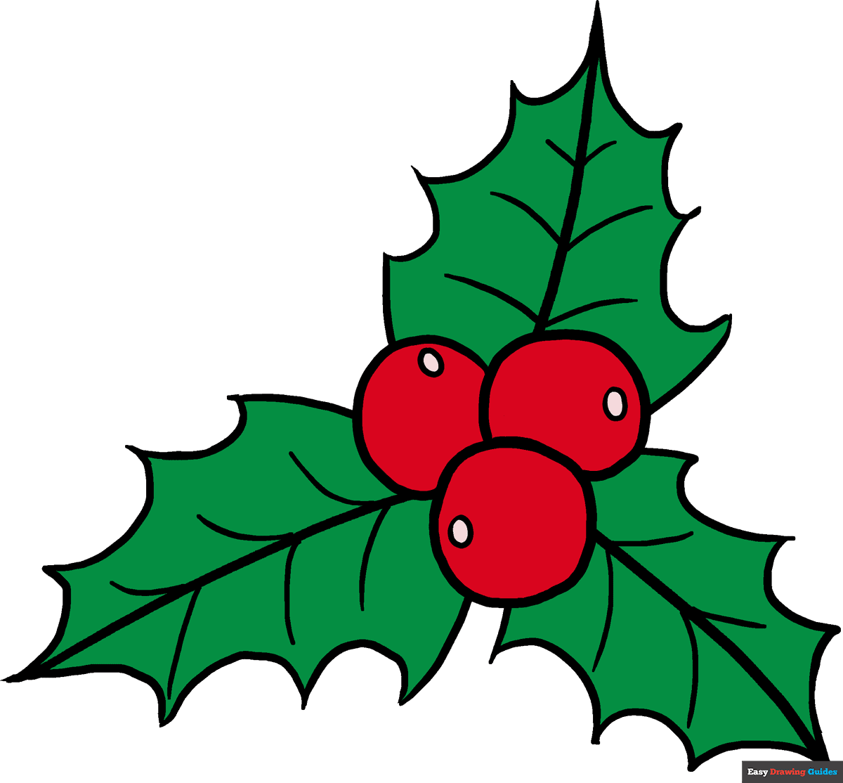 How to draw Christmas holly 