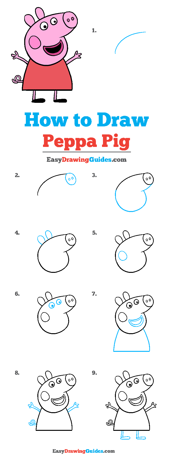 How To Draw Peppa Pig Really Easy Drawing Tutorial