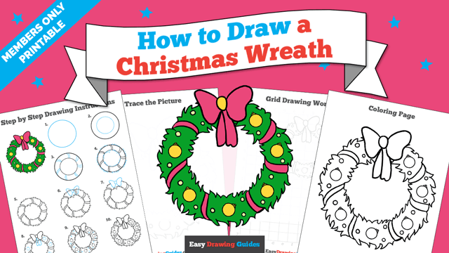 Printables thumbnail: How to draw a Christmas Wreath