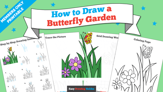 Printables thumbnail: How to draw a Butterfly Garden