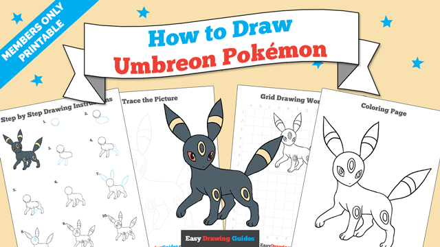 Printables thumbnail: How to draw Umbreon Pokemon