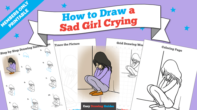 How to draw a sad girl - step by step