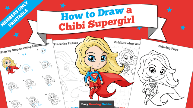 Printables thumbnail: How to draw a Chibi Supergirl