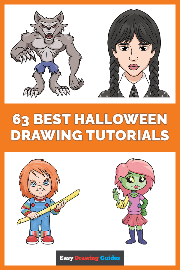 56 Best Halloween Drawing Tutorials - Pinterest image