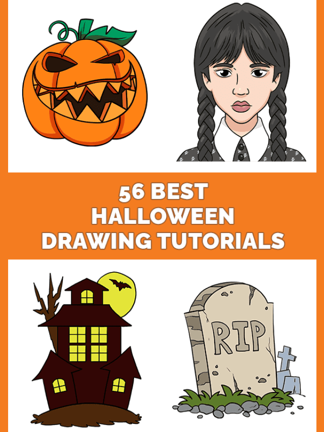56 Best Halloween Drawing Tutorials - Pinterest image