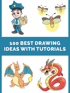 100 Easy Drawing Ideas with Step by Step Drawings Pinterest Image
