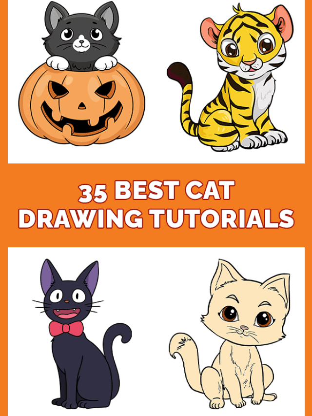 Best Cat Drawing Tutorials Pinterest Image