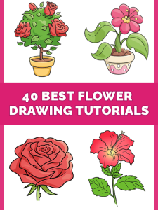 34 Easy Flower Drawing Tutorials Pinterest Image