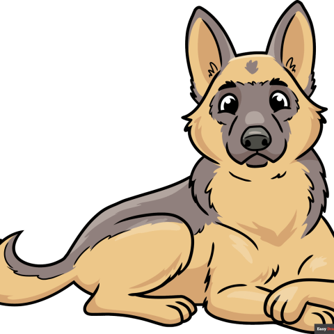 How to Draw a Cute German Shepherd Dog Featured Image