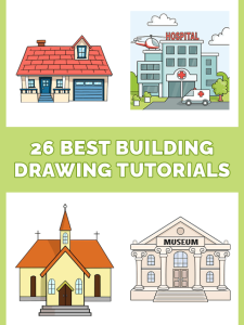 26 Easy Building Drawing Tutorials for Kids Pinterest Image