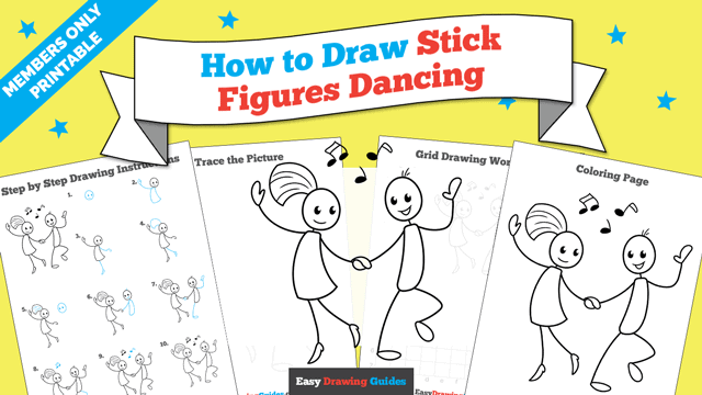 Printables thumbnail: How to Draw stick figures dancing