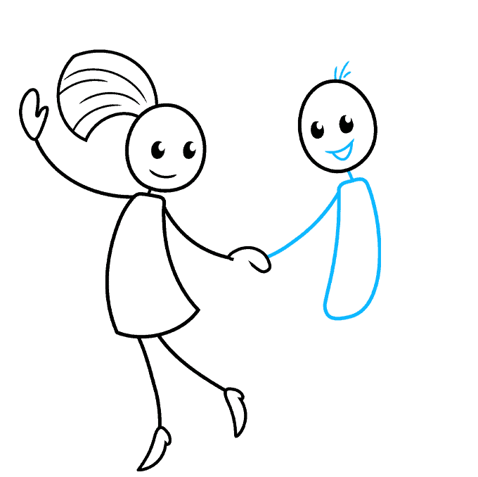 Stick Figures Dancing step-by-step drawing tutorial: step 06