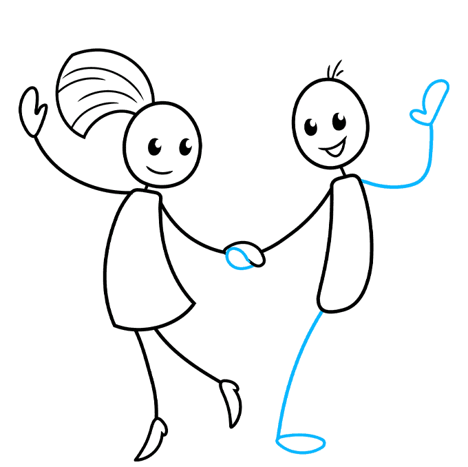 Stick Figures Dancing step-by-step drawing tutorial: step 07