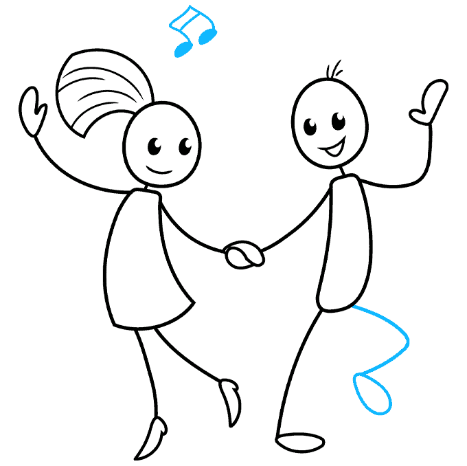 Stick Figures Dancing step-by-step drawing tutorial: step 08