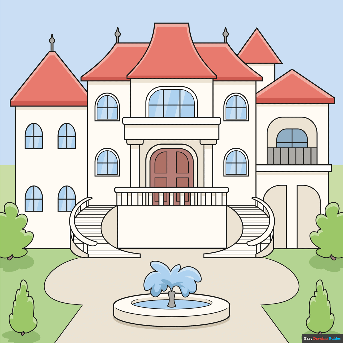 Easy Mansion Drawing