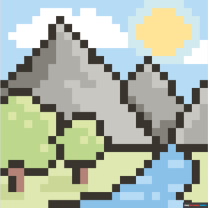 how to draw a mountain pixel art featured image