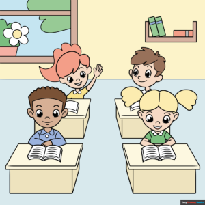 how to draw kids in classroom cartoon featured image