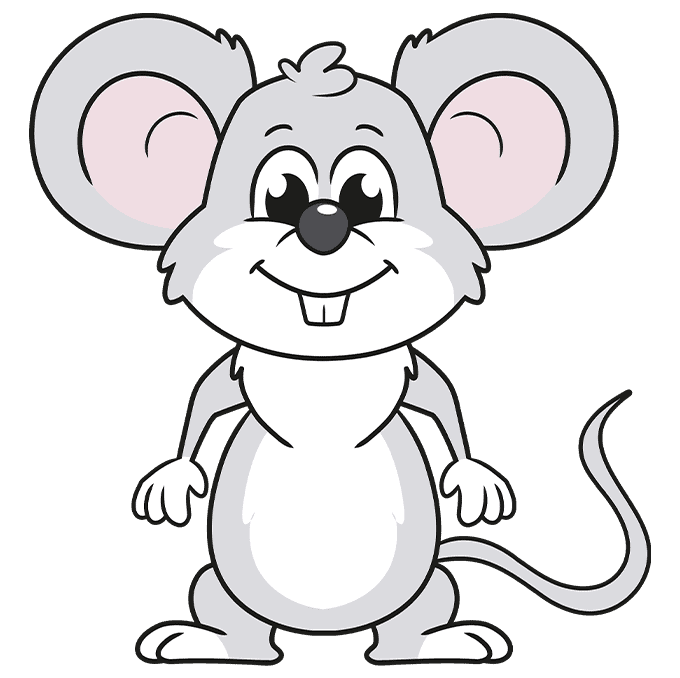 Comical Funky Mouse Drawing Vibrant Single Line Art | MUSE AI