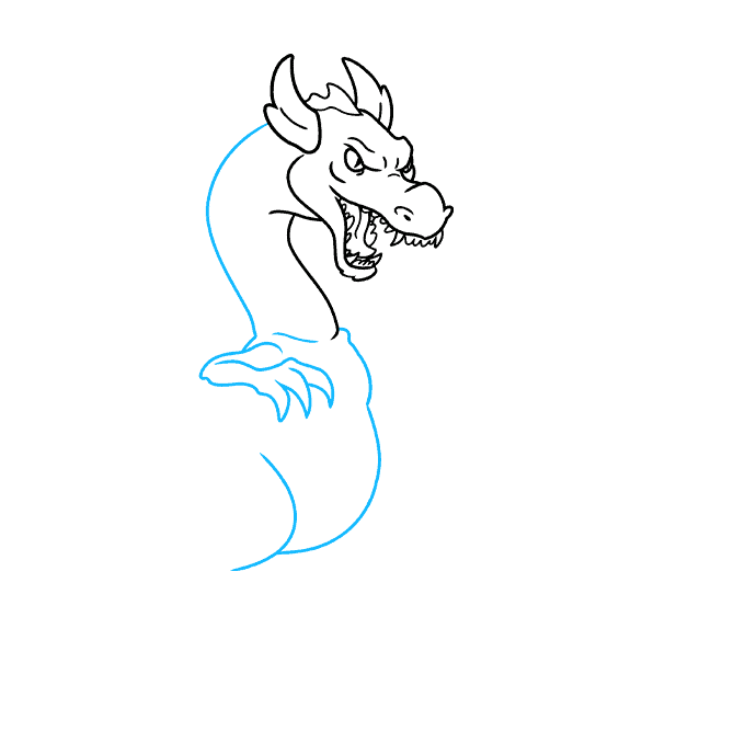 how to draw a dragon head breathing fire easy