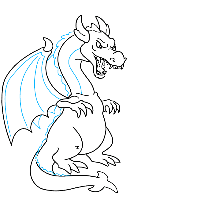 Fire Breathing Dragon step-by-step drawing tutorial: step 07