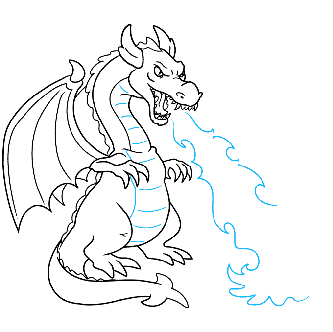 Fire Breathing Dragon step-by-step drawing tutorial: step 08