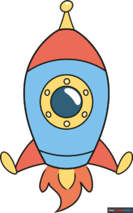 How to Draw an Easy Cartoon Space Rocket Featured Image