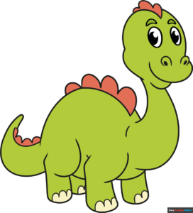 how to draw a cute dinosaur featured image