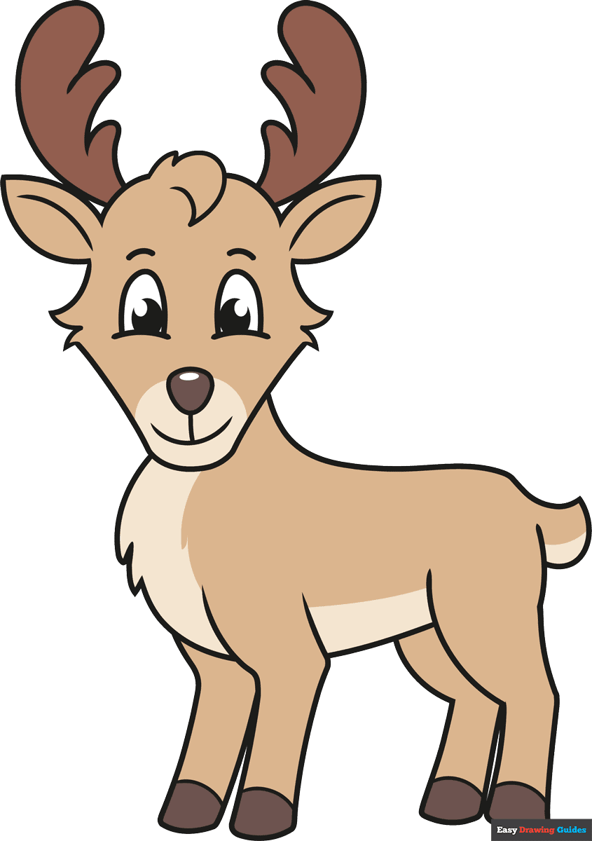 How to Draw an Easy Cartoon Reindeer Really Easy Drawing Tutorial