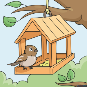 how to draw a bird feeder featured image