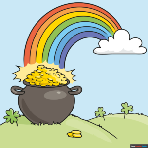 how to draw a rainbow with a pot of gold featured image
