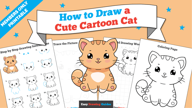 Printables thumbnail: How to Draw a Cute Cartoon Cat