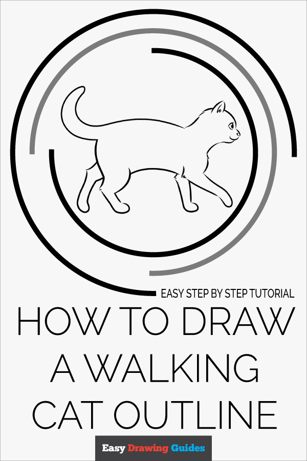 How to Draw a Walking Cat Outline Really Easy Drawing Tutorial