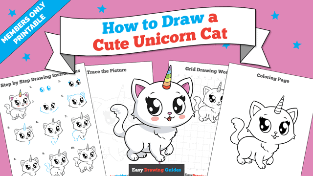 How to Draw a Cute Unicorn Cat Printable Thumbnail