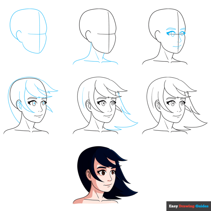 Anime hair reference  Drawings, Sketches, Manga drawing