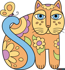 How to Draw an Abstract Laurel Burch Cat Featured Image