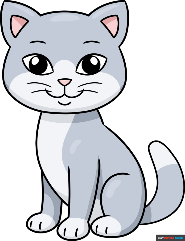 simple cat drawing for kids