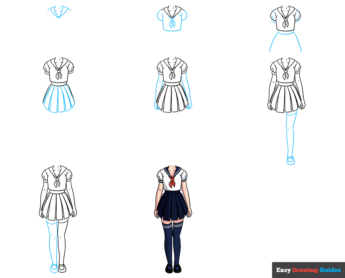 How To Draw An Anime School Girl Uniform Easy Step By Step Tutorial How To Draw An Anime School Girl Uniform Easy Step By Step Tutorial