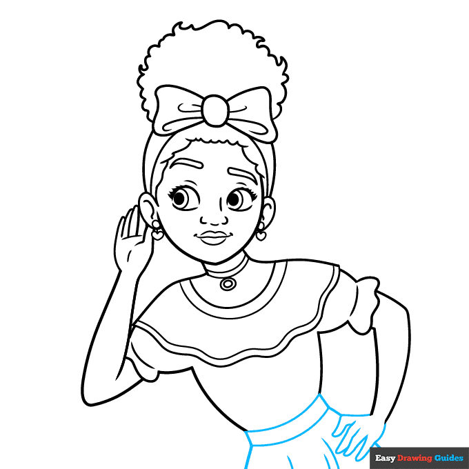 Dolores from Encanto step-by-step drawing tutorial: step 8