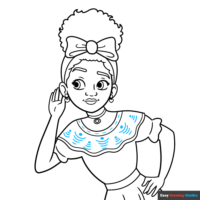 Dolores from Encanto step-by-step drawing tutorial: step 9