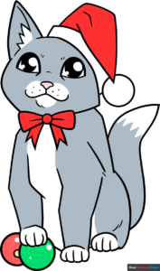 How to Draw a Cute Christmas Cat Featured Image
