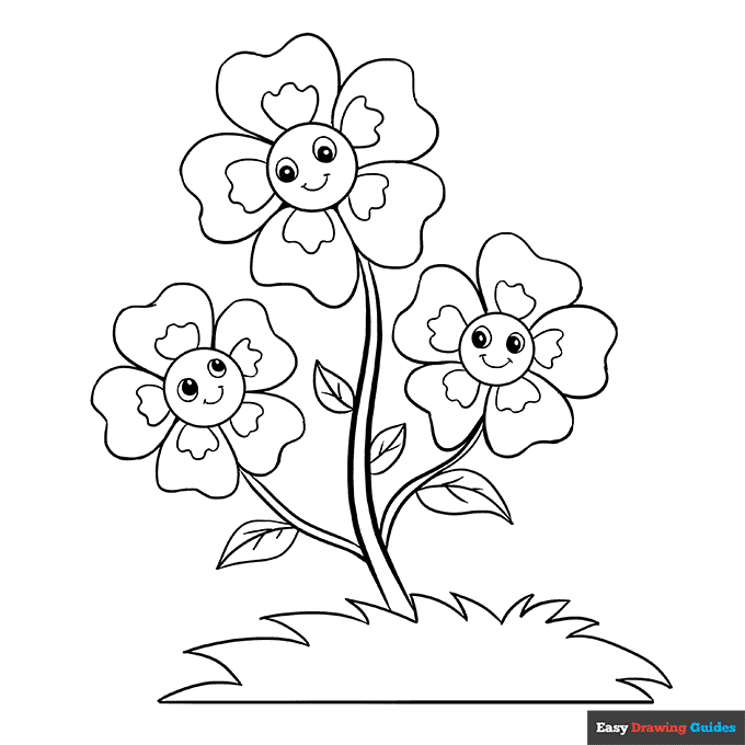 black and white cartoon flower