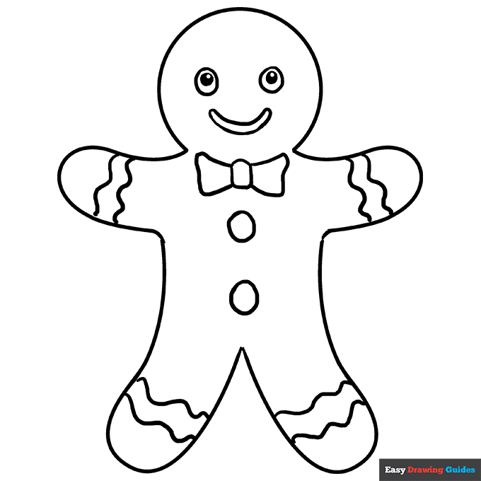 How to Draw Gingerbread Man (Christmas) Step by Step |  DrawingTutorials101.com