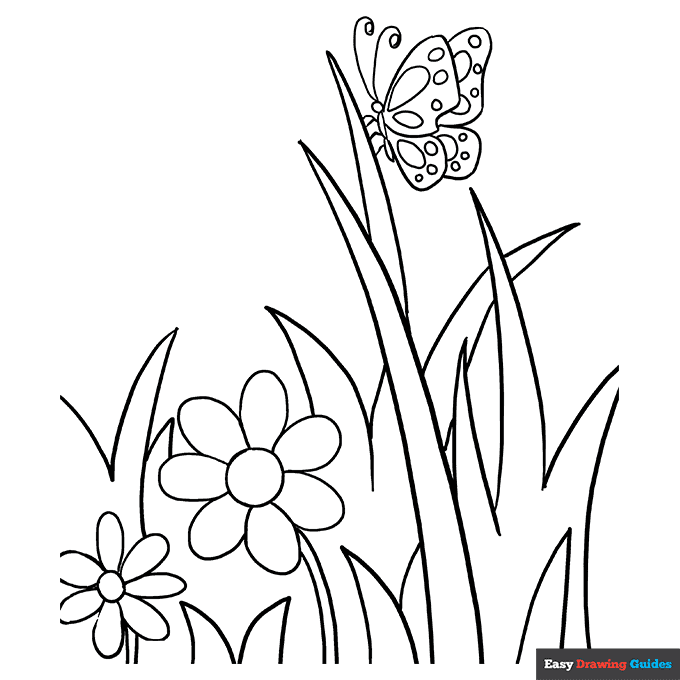 Free printable butterfly garden coloring page