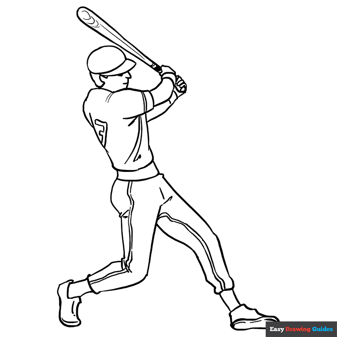 How To Draw A Baseball Player, Step by Step, Drawing Guide, by