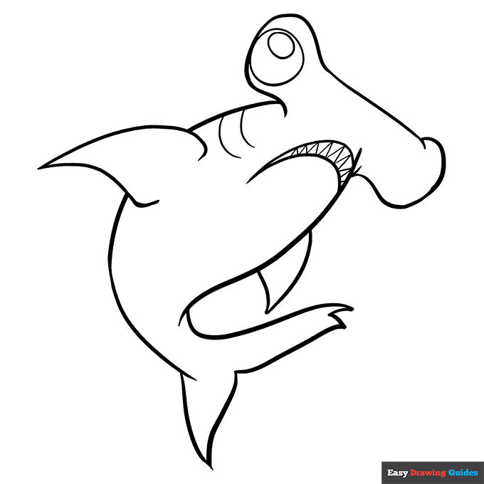 how to draw a hammerhead shark