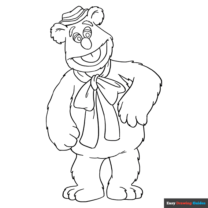 Fozzie Bear from the Muppet Show Coloring Page Easy Drawing Guides