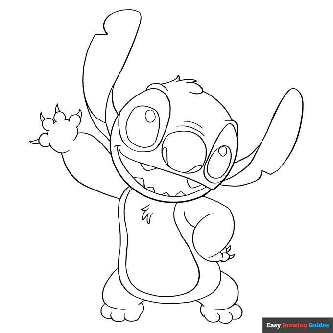 Stitch From Lilo And Stitch Coloring Page Easy Drawing Guides