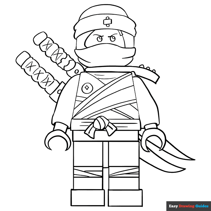 Kai from Ninja Go Coloring Page Easy Drawing Guides